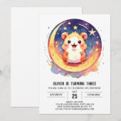 Betoverde digitale hamster verjaardag kaart (Voorkant / Achterkant)