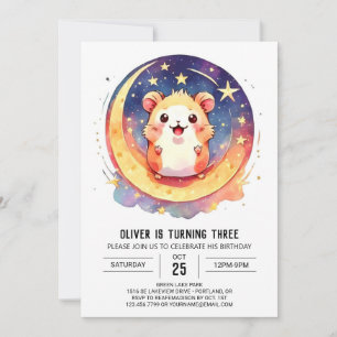 Betoverde digitale hamster verjaardag kaart