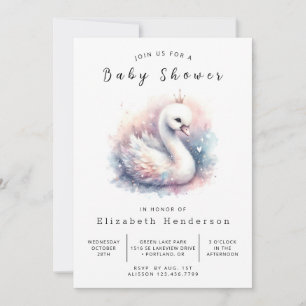 Betoverde digitale zwaan baby shower kaart