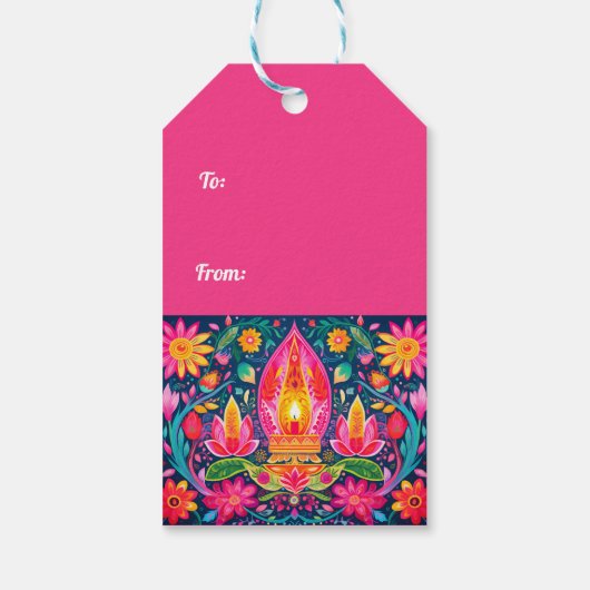 Betoverde Diwali tuinen Cadeaulabel (Achterkant)