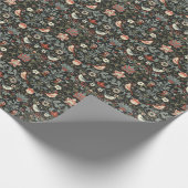 Betoverde donkere  bloemvogels cadeaupapier (Hoek)