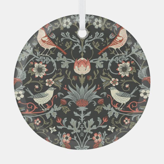 Betoverde donkere bloemvogels glas ornament (Voorkant)