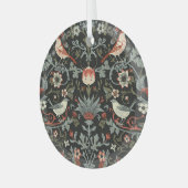 Betoverde donkere bloemvogels glas ornament (Voorkant links)