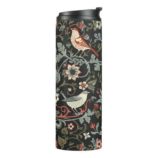 Betoverde donkere  bloemvogels thermosbeker (Gedraaid links)