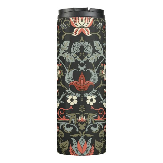 Betoverde donkere  bloemvogels thermosbeker (Achterkant)
