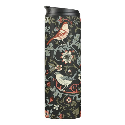 Betoverde donkere  bloemvogels thermosbeker (Geroteerd rechts)