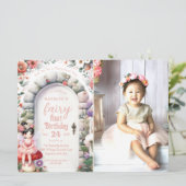 Betoverde Doorway Fairy Eerste Verjaardagsfeestfot Kaart (Staand voorkant)