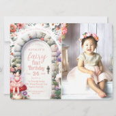 Betoverde Doorway Fairy Eerste Verjaardagsfeestfot Kaart (Voorkant)