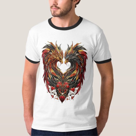Betoverde Dragon Stain Glass Design T-shirt (Voorkant)