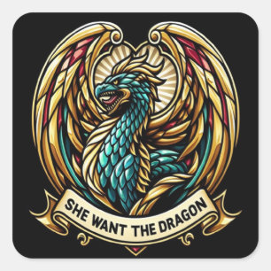 Betoverde Dragon Stain Glass Design Vierkante Sticker