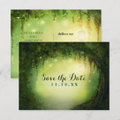 Betoverde Dromerige Bos Rustiek Save the Date Aankondigingskaart (Voorkant / Achterkant)