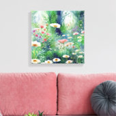 Betoverde Dromerige Wildflower Garden Canvas Afdruk (Insitu (Woonkamer))