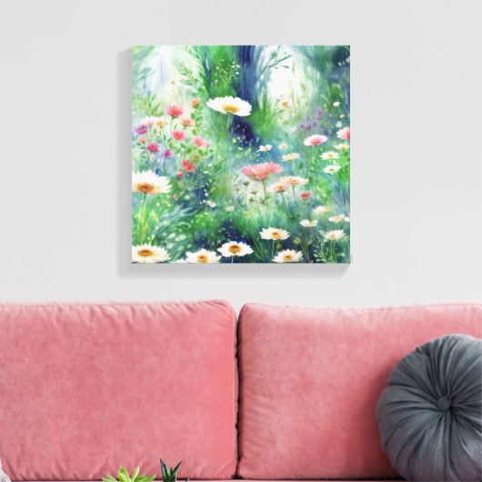 Betoverde Dromerige Wildflower Garden Canvas Afdruk (Insitu (Woonkamer))