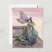 Betoverde Dusk Fairy Dragon Briefkaart (Voorkant / Achterkant)