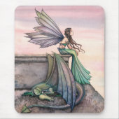 Betoverde Dusk Fairy Dragon Mousepad Muismat (Voorkant)