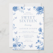 Betoverde  Dusty Blue Sweet 16 Party Kaart (Voorkant)