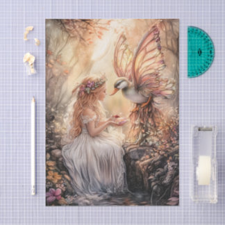 Betoverde Eend Fee Meisje Decoupage Tissuepapier