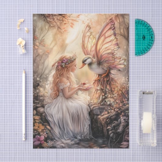 Betoverde Eend Fee Meisje Decoupage Tissuepapier (Craft)