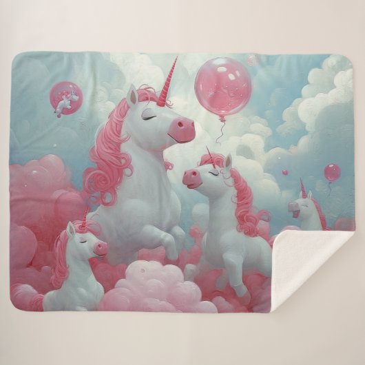Betoverde eenhoorn Dreamscape Sherpa Deken (Voorkant (horizontaal))