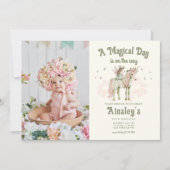 Betoverde Eenhoorn en Fairy Custom Photo Verjaarda Kaart (Voorkant)