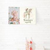 Betoverde Eenhoorn en Fairy Custom Photo Verjaarda Spandoek (Insitu)