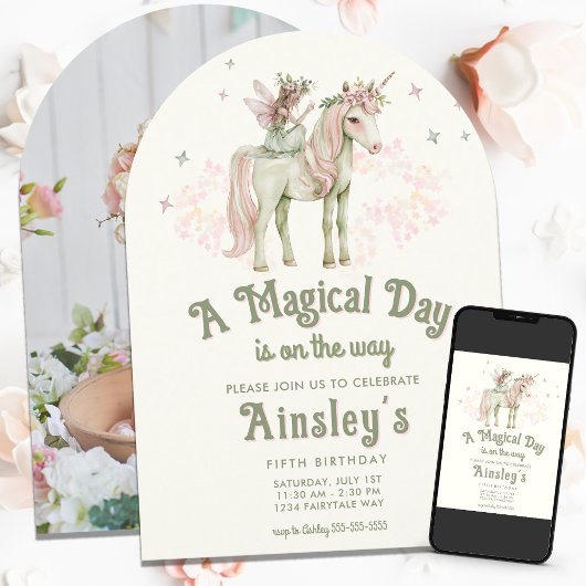 Betoverde Eenhoorn en Sprookjesachtige Gepersonali Kaart