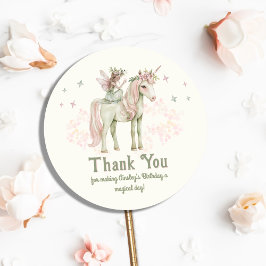 Betoverde Eenhoorn en Sprookjesachtige Gepersonali Ronde Sticker
