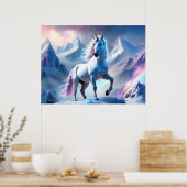 Betoverde Eenhoorn in een Snowy Fantasy Poster (Keuken)