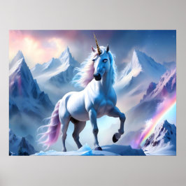 Betoverde Eenhoorn in een Snowy Fantasy Poster