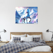 Betoverde Eenhoorn in een Snowy Fantasy Poster Canvas Afdruk (Insitu (Slaapkamer))