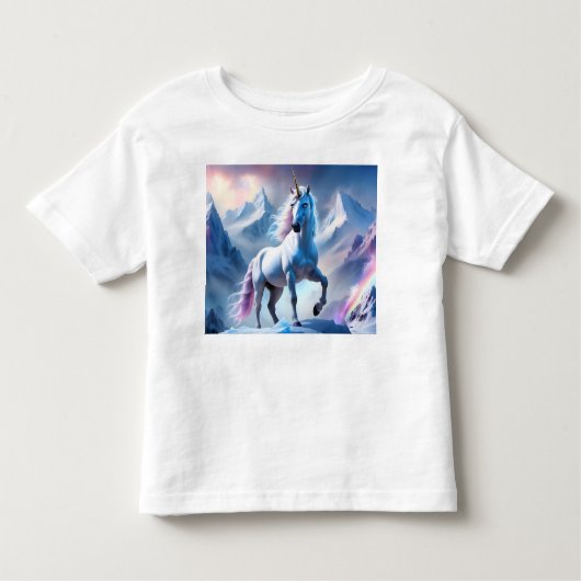 Betoverde Eenhoorn in een Snowy Fantasy Poster Kinder Shirts (Voorkant)