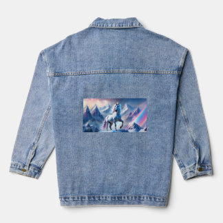 Betoverde Eenhoorn in een Snowy Fantasy Poster Peu Denim Jacket