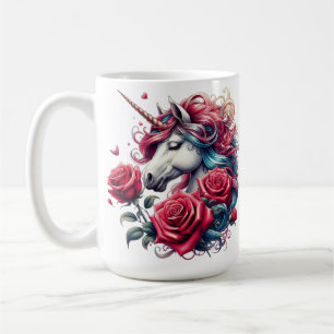 Betoverde Eenhoorn met Rozen: Een Symfonie van Ele Koffiemok