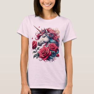 Betoverde Eenhoorn met Rozen: Een Symfonie van Ele T-shirt