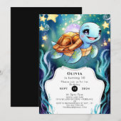 Betoverde eenvoudige Boho Turtle Verjaardag Kaart (Voorkant / Achterkant)