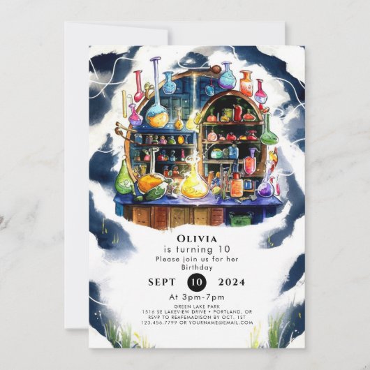 Betoverde eenvoudige chemie wetenschapper verjaard kaart (Voorkant)