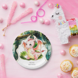 Betoverde eenvoudige draak verjaardag papieren bordje