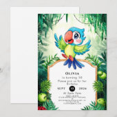 Betoverde eenvoudige papegaai verjaardag kaart (Voorkant / Achterkant)