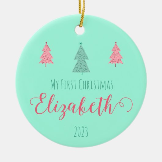 Betoverde Eerste Kerstmis - Baby's Keepsake Keramisch Ornament (Voorkant)