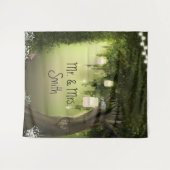 Betoverde Eikenboom in het Bos Rustieke Achtergron Wandkleed (Voorkant (horizontaal))