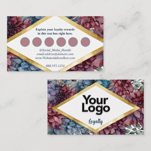 Betoverde Elegance Jewel-Toned Bloemen Informatiekaartje (Voorkant / Achterkant)