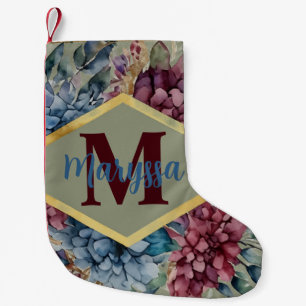 Betoverde Elegance Jewel-Toned Bloemen Kleine Kerstsok