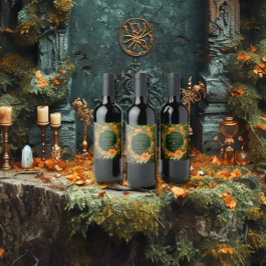 Betoverde Elegante Herfst Theme Druid Hill Wijn Etiket