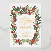 Betoverde Elegantie Botanisch Kerstfeest Folie Uitnodiging (Voorkant)