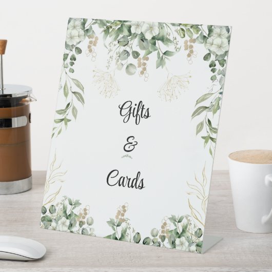 Betoverde elegantie: groen & gouden trouwteken reclamebord met voetstuk (Insitu)