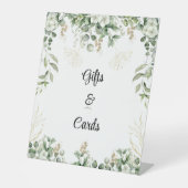 Betoverde elegantie: groen & gouden trouwteken reclamebord met voetstuk (Voorkant)