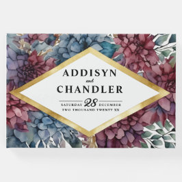 Betoverde Elegantie Jewel-Toned Bloemen Huwelijk Gastenboek