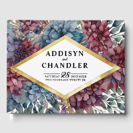 Betoverde Elegantie Jewel-Toned Bloemen Huwelijk Gastenboek