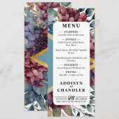 Betoverde Elegantie Jewel-Toned Bloemen Huwelijk Programmakaart (Voorkant / Achterkant)