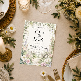 Betoverde Elegantie van een Geheime Tuin Bruiloft Save The Date